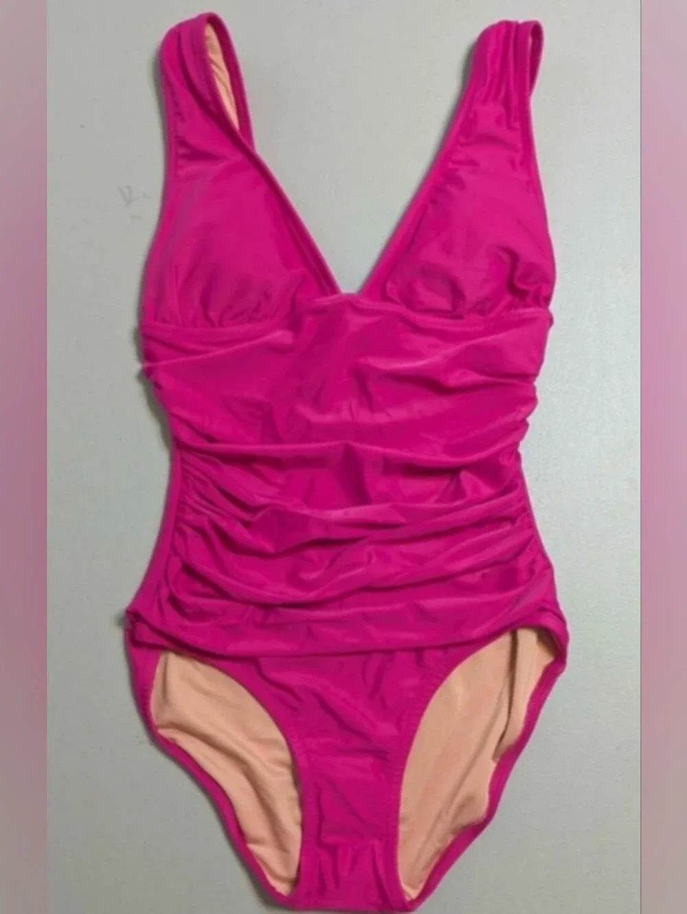 NWT J. Crew pink ruched swimsuit, size 8